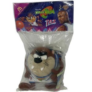 Vintage 90s Taz Space Jam Plush Stuffed Animal McDonalds Tasmanian Devil 7"